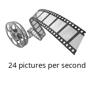 A picture showing a film roll and the following piece of text: 24 pictures per second